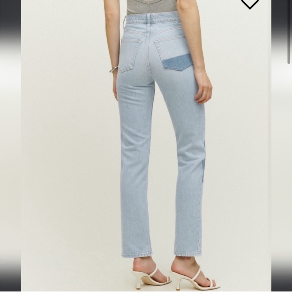 Reformation Cynthia Patch High Rise Straight Jeans in Tahoe Size 25 - Picture 2 of 16